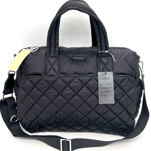 Michael Kors Medium Quilted Gym Travel Weekender Duffle Bag Black NWT